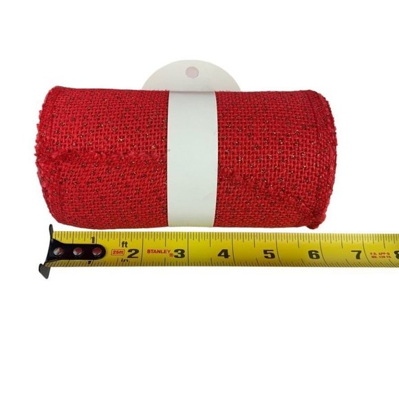 Vintage Wired Holiday Ribbon Lot 6 Spools Crafter's Burlap 2 Rolls Red Christmas - Picture 7 of 7